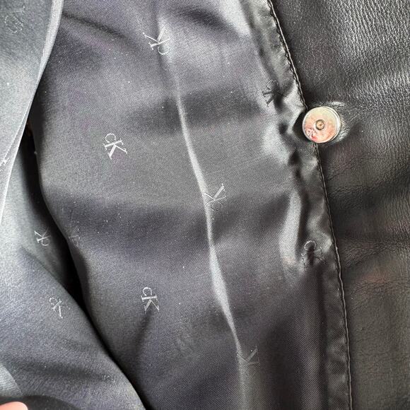 Calvin Klein Black Leather Messenger Work Shoulder Bag-Unisex - Picture 5 of 13